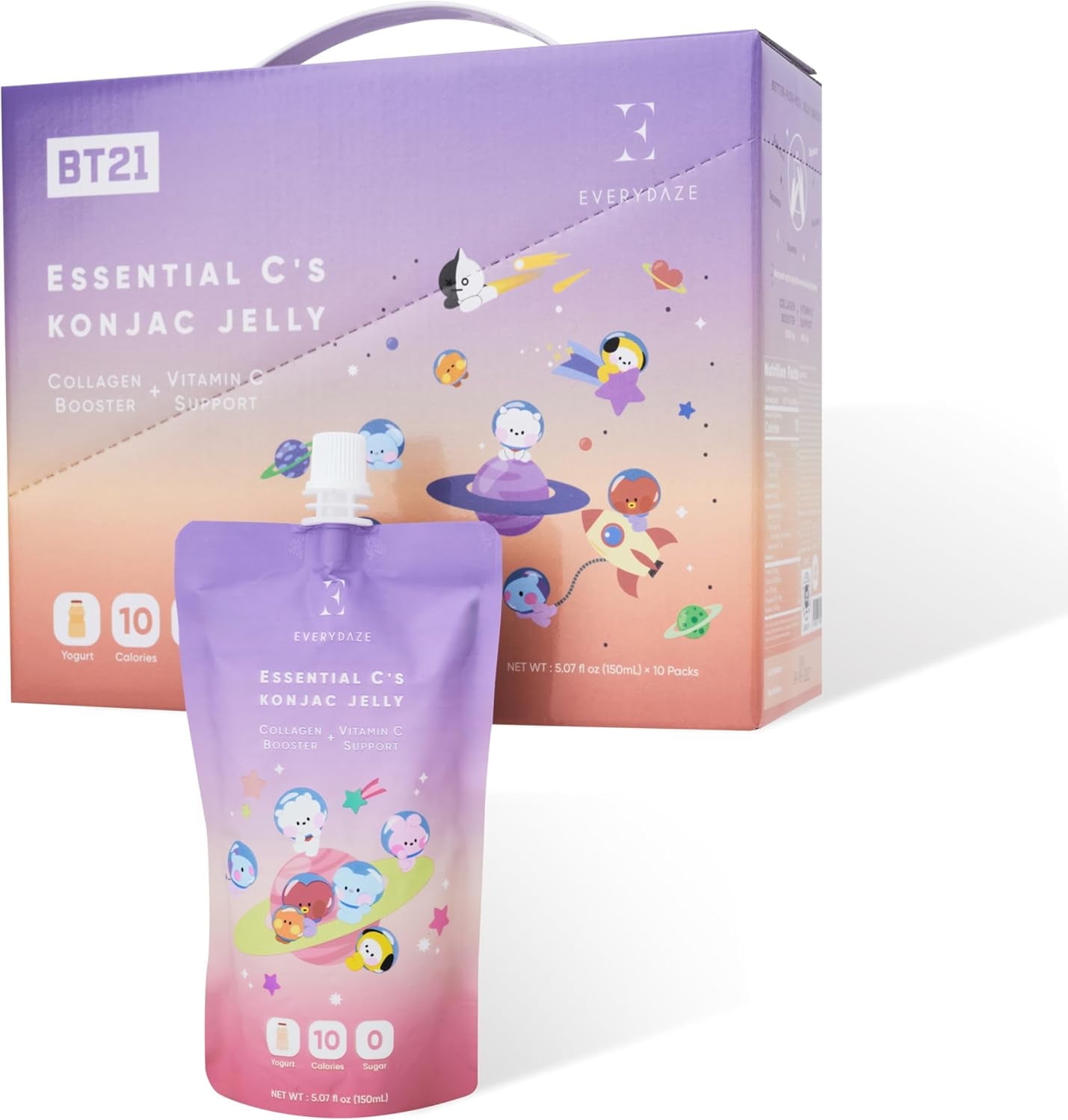 EVERYDAZE with BT21: Essential C’s Konjac Jelly – Yogurt, Box of 10 Packs