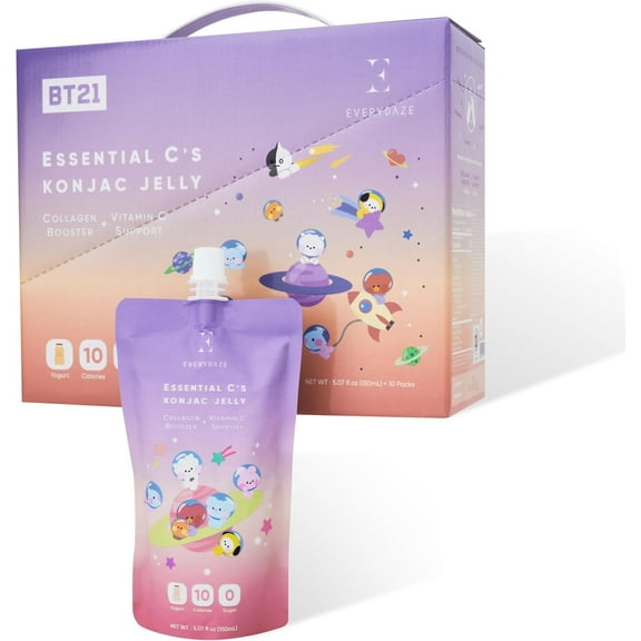 EVERYDAZE with BT21: Essential Cs Konjac Jelly Yogurt, Box of 10 Packs
