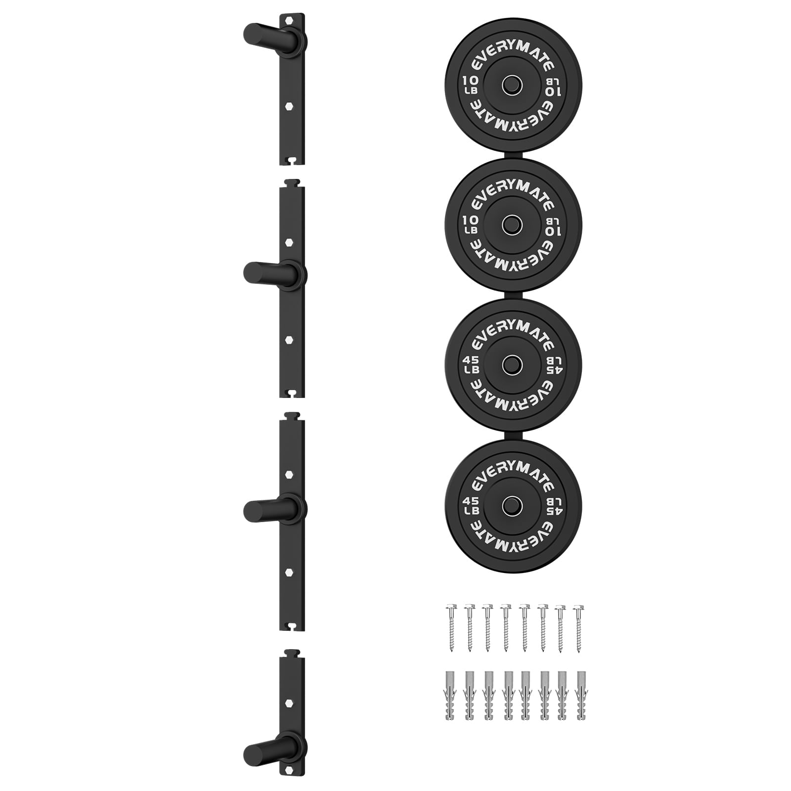 EVERYMATE Weight Plate Storage Rack, Olympic Weight Plate Holder, Bumper Plate Storage, Home Gym Organizer