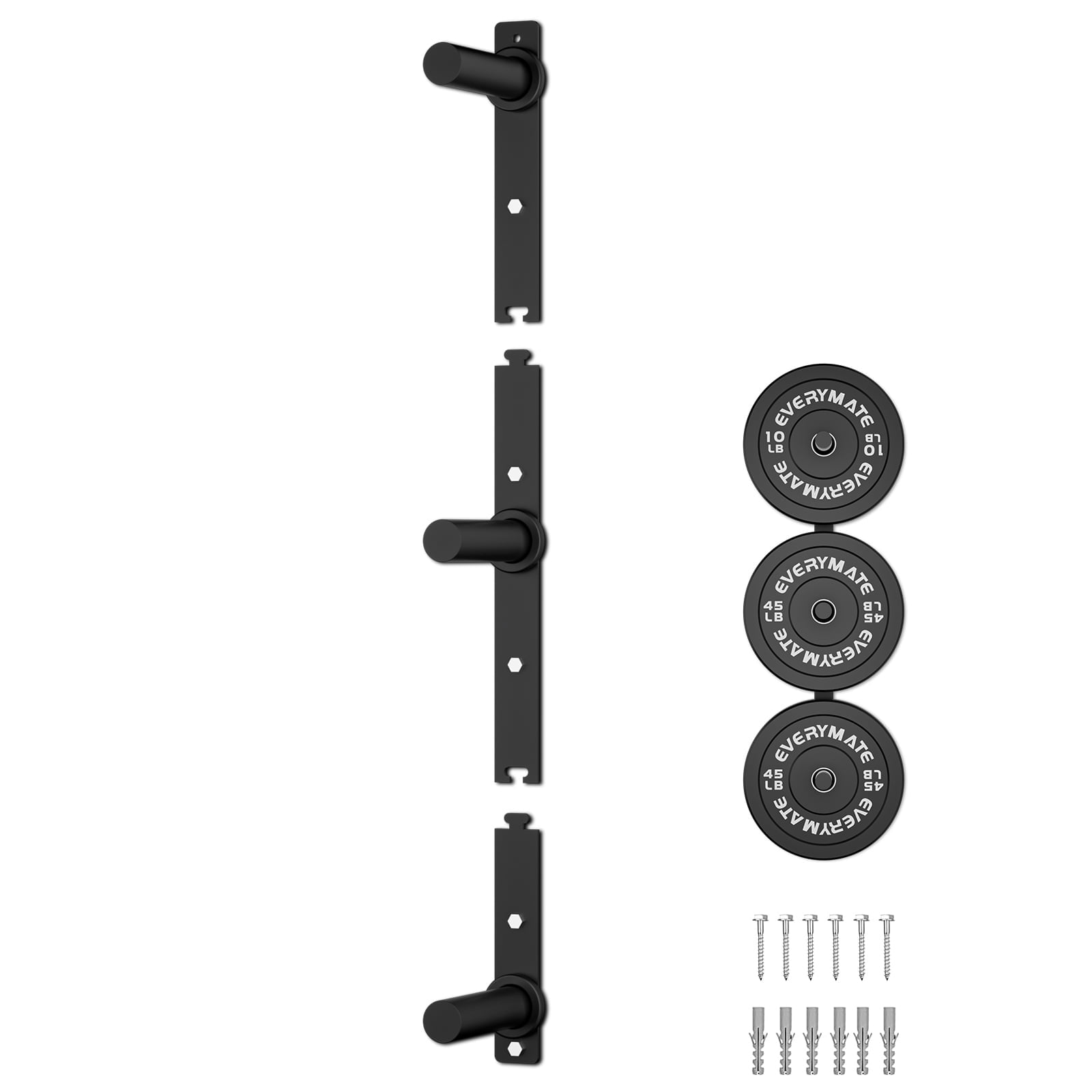 EVERYMATE Weight Plate Storage Rack, Olympic Weight Plate Holder, Bumper Plate Storage, Home Gym Organizer