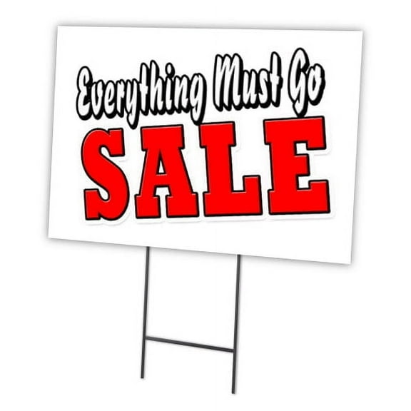 EVERYTHING MUST GO SALE 18"x24" Yard Sign & Stake outdoor plastic  window | Advertise Your Business | Stake Included Image On Front Only | Made in The USA