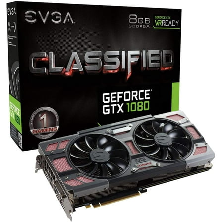 EVGA GeForce GTX 1080 CLASSIFIED GAMING ACX 3.0 8GB GDDR5X RGB LED 10 CM Fan 14 Power Phases Double BIOS DX12 OSD Support (PXOC) Video Graphics Card 08G-P4-6386-KR