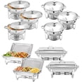 thumbnail image 1 of EVGTTI 10 Pack Chafing Dish Round 5QT×6+Rectangular 8QT Half Pan×2+1/3 Pan×2 Chafers Stainless Steel Catering Buffet Warmer Set for Parties,Events,Wedding,Dinner, 1 of 6