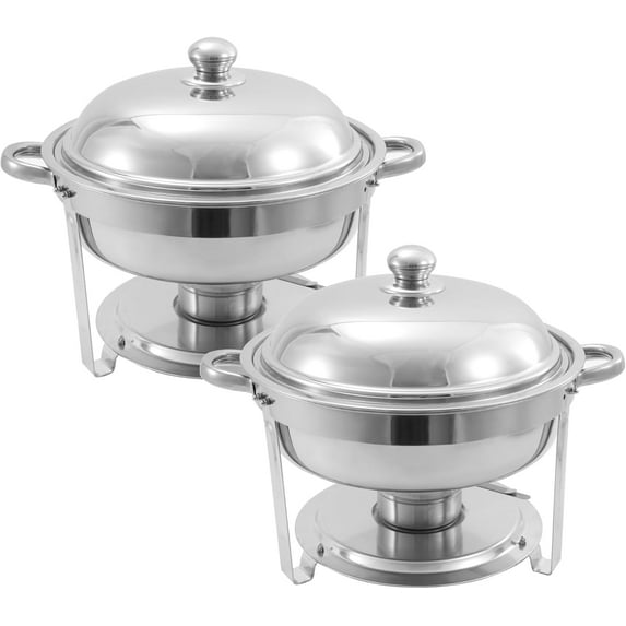EVGTTI 2 Pack 6QT Round Chafing Dish Buffet Set, High Grade Stainless Steel Chafers for Buffet with Lid, Buffet Warmers Sets for Parties, Events, Wedding, Camping