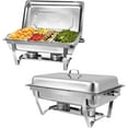 thumbnail image 1 of EVGTTI 2 Pack 8QT Chafing Dish, Stainless Steel Chafer Complete Set with 1/3 Size Food Pan, Foldable Frame, Fuel Holder, Lid with Metal Handle for Buffet, Weddings, 1 of 7
