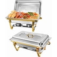 thumbnail image 1 of EVGTTI 2 Pack 8QT Chafing Dishes Buffet Set, Chafers for Catering Chafing Dish Buffet Set with Half Size Pan, Gold Chafers and Buffet Warmer Set for Buffet, 1 of 6