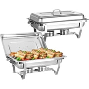 EVGTTI 2 Pack 9QT Chafing Dish Buffet Set, Stainless Steel Chafing Dish with Full Size Food Pan, Foldable Frame for Events, Weddings