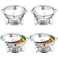 thumbnail image 1 of EVGTTI 4 Pack 5QT Round Chafing Dish Buffet Set, High Grade Stainless Steel Chafing Dish with Foldable Frame for Parties, Events, 1 of 5