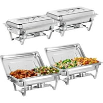 EVGTTI 4 Pack 8QT Chafing Dish Buffet Set, High Grade Stainless Steel Chafing Dish with 1/2 Size Pan, Foldable Frame for Parties, Events