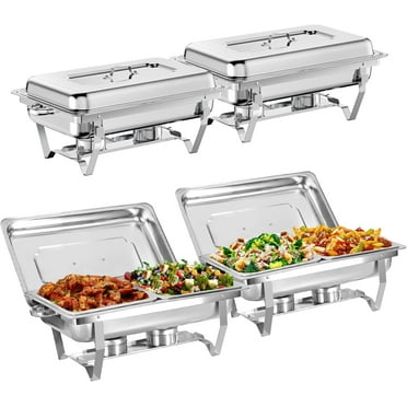 EVGTTI 4 Pack 8QT Chafing Dish Buffet Set, High Grade Stainless Steel Chafing Dish with 1/2 Size Pan, Foldable Frame for Parties, Events