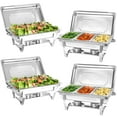 thumbnail image 1 of EVGTTI 4 Pack Chafing Dish Buffet Set, 8Qt Rectangular 1/3 Pan×2+full pan×2 Stainless Steel Catering Warmer Set with Water Pan for Parties, Events, Wedding, Camping, Dinner, 1 of 6