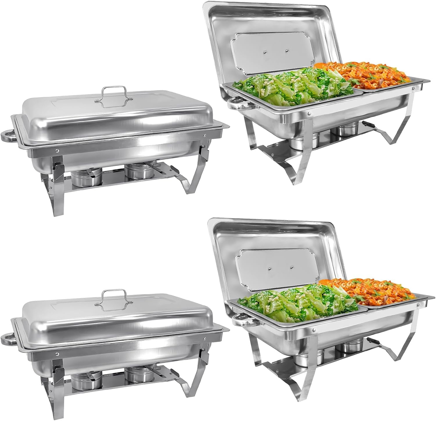 EVGTTI 4 Pack Chafing Dish, High Grade Stainless Steel Chafer ...