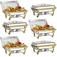thumbnail image 1 of EVGTTI 6 Pack 8QT Gold Chafing Dish for Buffet, 8QT Roll Edge Designed Chafing Dish Buffet Set, Stainless Steel Food Warmer with 1/2 Size Pan for Parties, Church Events, 1 of 6