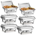 thumbnail image 1 of EVGTTI 6 Pack Chafing Dish for Buffet, 8QT Roll Edge Designed Chafing Dish Buffet Set, Stainless Steel Food Warmer with 1/2 Size Pan for Parties, Church Events, 1 of 7