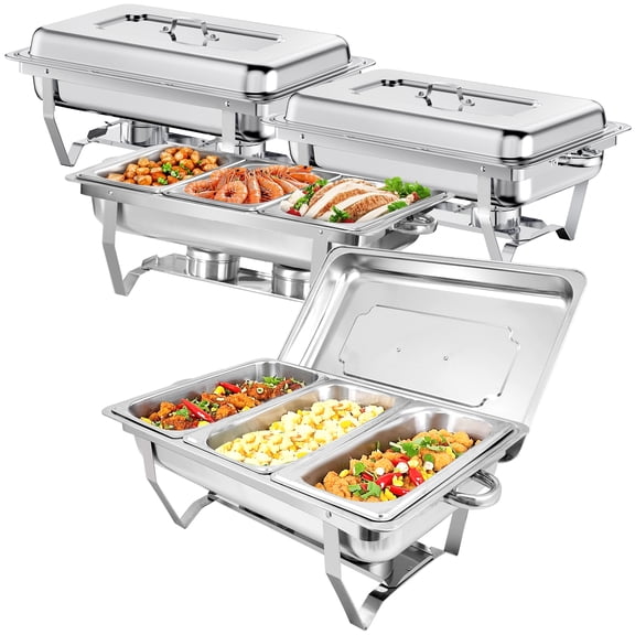 EVGTTI Chafing Dish for Buffet, 9 QT Mirrored Stainless Steel Food Warmers for Parties Buffet for Parties, Events, Silver