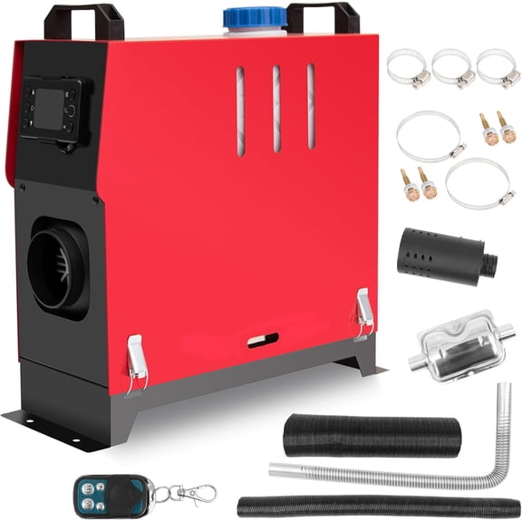 EVGTTI Diesel Heater All-in-One, 8KW 12V Diesel Air Heater, Portable Diesel Parking Heater, Fast Heating with LCD Monitor & Remote Control, for Car RV Boat Tent Caravan SUV Truck Garage (Red)