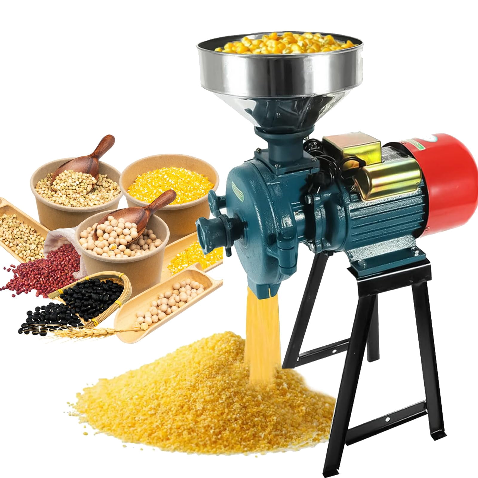 Electric Grain Grinder Mill 3000W, 110V Dry Cereals Grinder with Funnel,  Electric Feed Mill Dry Grinder, Rice Corn Grain Coffee Wheat Feed Mill Flour Mill