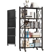 EVGTTI Foldable Metal Rack Durable 5-Layer Storage Solution for Home and Office Thickened Design, Easy Mobility, and Strong Weight Capacity Ensure Safe and Secure Organization