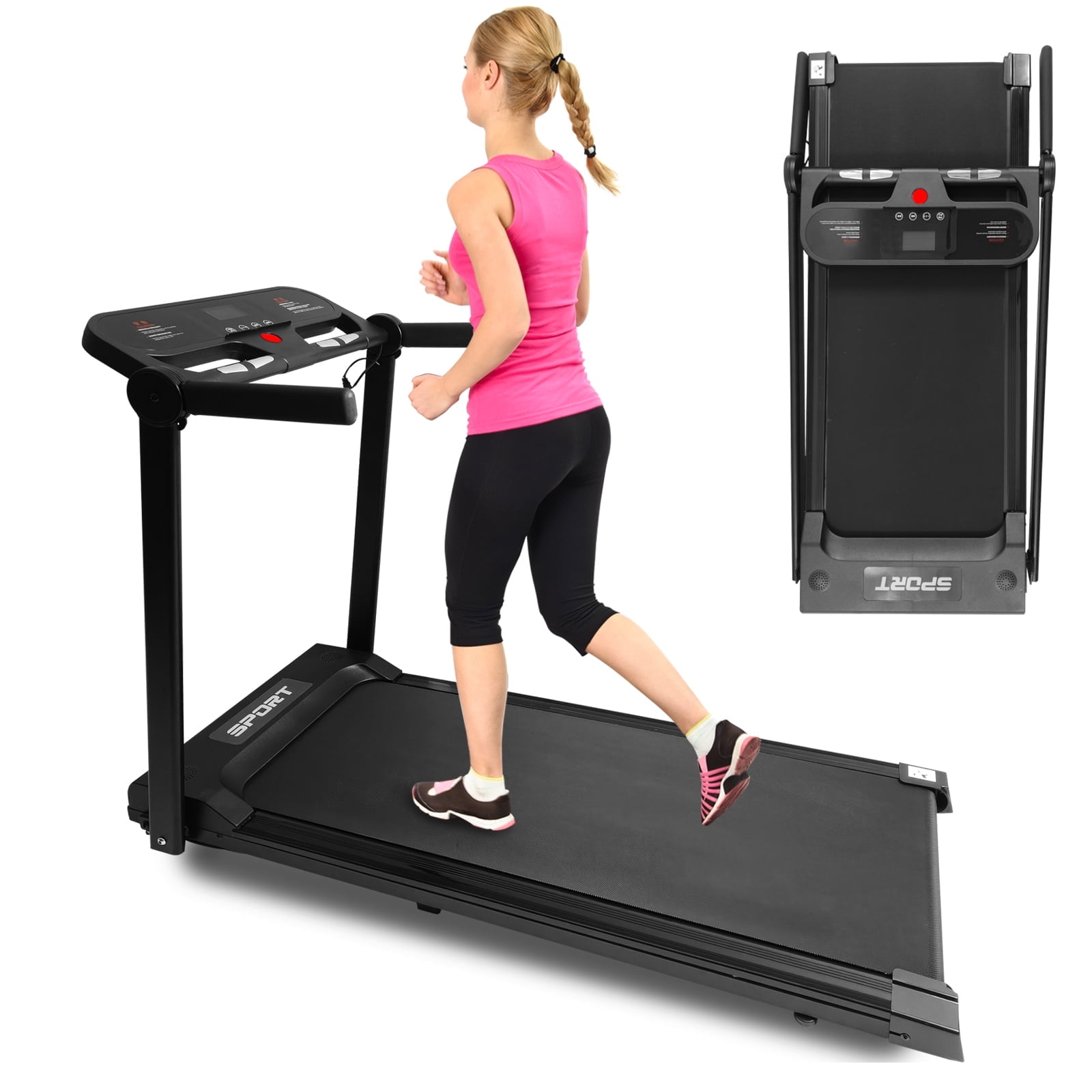 EVGTTI Treadmill with Handles, Portable Small Treadmills for Home and Office, 3.0HP Folding Walking Pad with 330 lbs Capacity