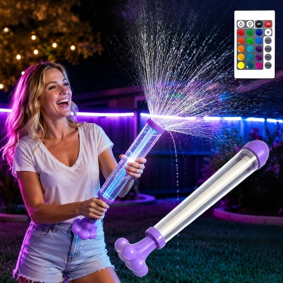 EVHRZN 13.8" Glowing Rainbow LED Water Blaster | Summer Fun that Pops Like Magic, Glow in The Dark Water Gun with LED Rainbow Spray - Pool Parties & Outdoor Backyard Water Blaster for Adults