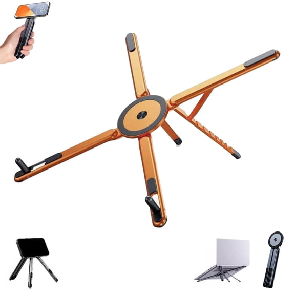 EVHRZN 3-in-1 Magnetic Foldable Laptop Stand, Portable Lap Top Stand Riser for Desk, 8-Level Height-Adjustable Laptop Stand, Multi-Angle Support, for Office Travel Home Workspace