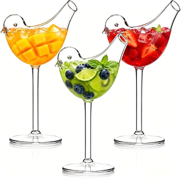EVHRZN 5.4 oz Stemmed Martini Glasses, 2026 New Bird Shaped Champagne Glasses, Clear Crystal Glass Bird Wine Cups for Cocktails, Champagne, Juice, Parties, Weddings, Gifts
