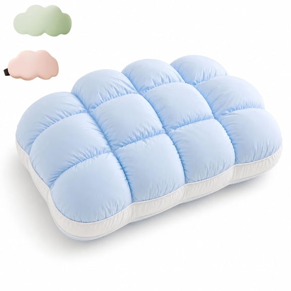 EVHRZN Cooling Puff Pillow for Sleeping, Fluffy Down Support Bed Cloud Pillows, Soft Support Breathable Alternative Supportive Queen Pillow for Back Stomach Side Sleepers, Machine Washable