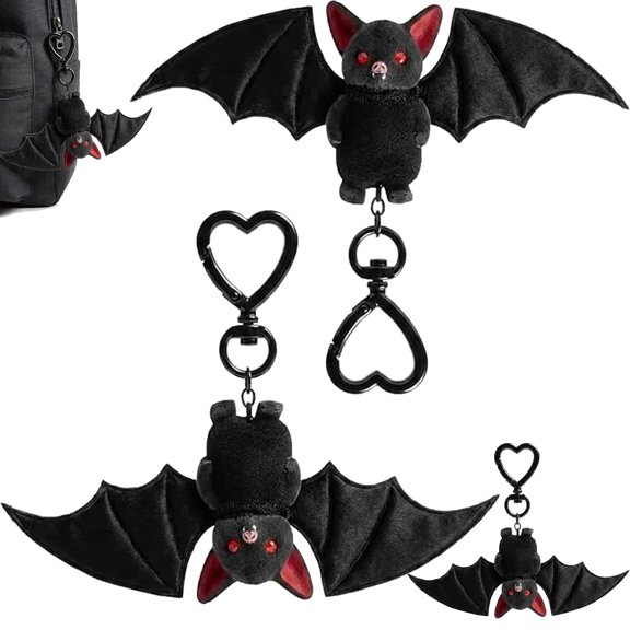 EVHRZN Cute Black Bat Baby Keychain, 2-In-1 Transformable Plush Bat Keychain Design Animal Charm Gifts for Goth Enthusiasts