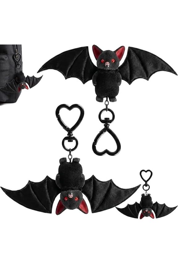 Cute Black Bat Baby Keychain, 2-In-1 Transformable Plush Bat Keychain Design Animal Charm Gifts for Goth Enthusiasts