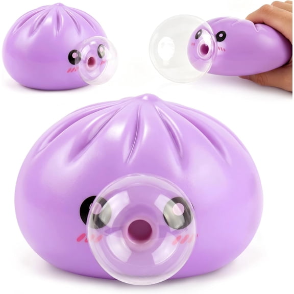 EVHRZN Dumpling Shape Squishy Stress Ball, Bubble Press Squeeze Stress Ball, Soft Purple Bun Design Desk Accessory, Adult Gift for Office and Daily Use for Stress Relief