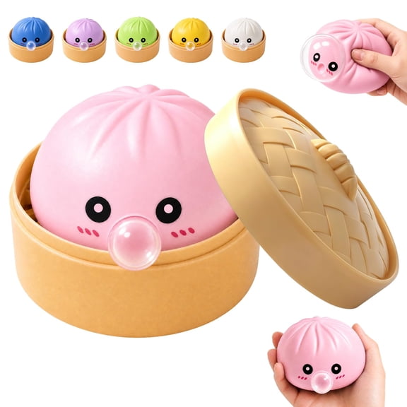 EVHRZN Dumpling Shape Squishy Stress Ball, Bubble Press Squeeze Stress Ball, Soft Purple Bun Design Desk Accessory