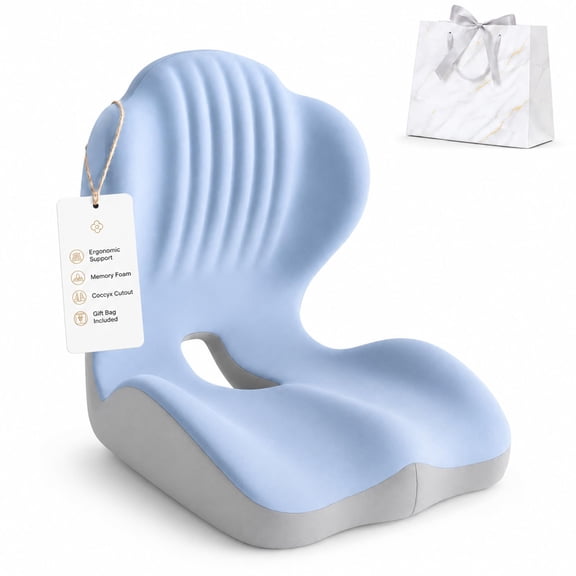 EVHRZN Ergonomic Memory Foam Seat Cushion, Anti-Slip L-Shaped Chair Back Support
