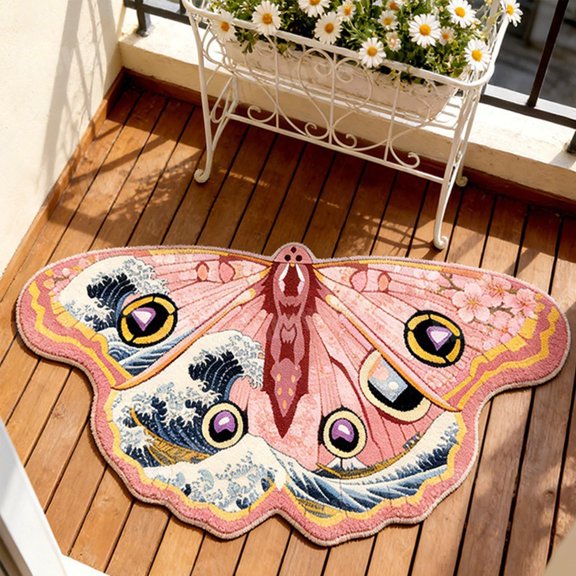 EVHRZN Irregular Butterfly Moth Shaped Area Rug, 2026 New Vintage Colorful Butterfly Print Rug, Soft Fluffy Non-Slip Floor Carpet Washable for Living Room Bedroom Bathroom Entryway