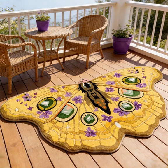 EVHRZN Irregular Butterfly Moth Shaped Area Rug, 2026 New Vintage Colorful Butterfly Print Rug, Soft Fluffy Non-Slip Floor Carpet Washable for Living Room Bedroom Bathroom Entryway