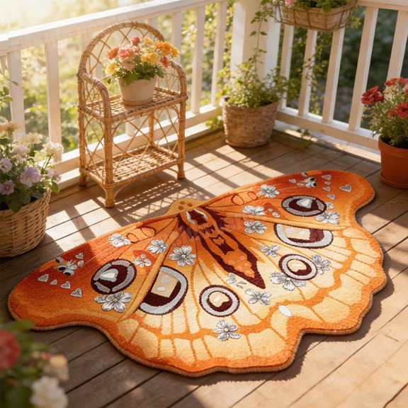 EVHRZN Irregular Butterfly Moth Shaped Area Rug, 2026 New Vintage Colorful Butterfly Print Rug, Soft Fluffy Non-Slip Floor Carpet Washable for Living Room Bedroom Bathroom Entryway