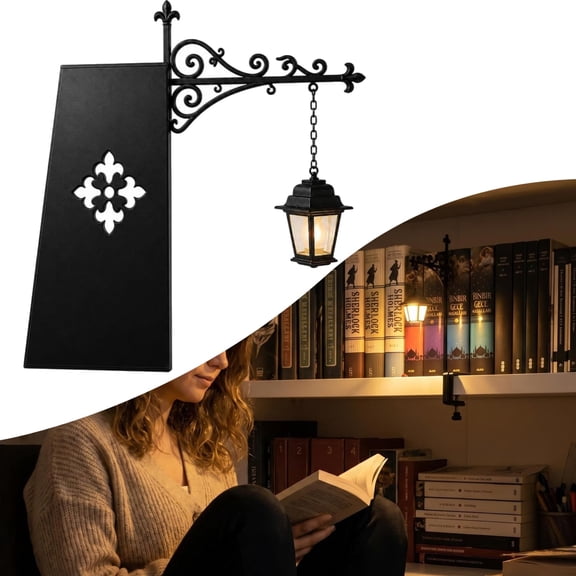 EVHRZN Library Lantern-Decorative Bookshelf Lighting, Vintage Wooden LED Book Nook Lamp, Warm Night Light for Reading Corner, Literary Decor Unique Gift for Book Lovers