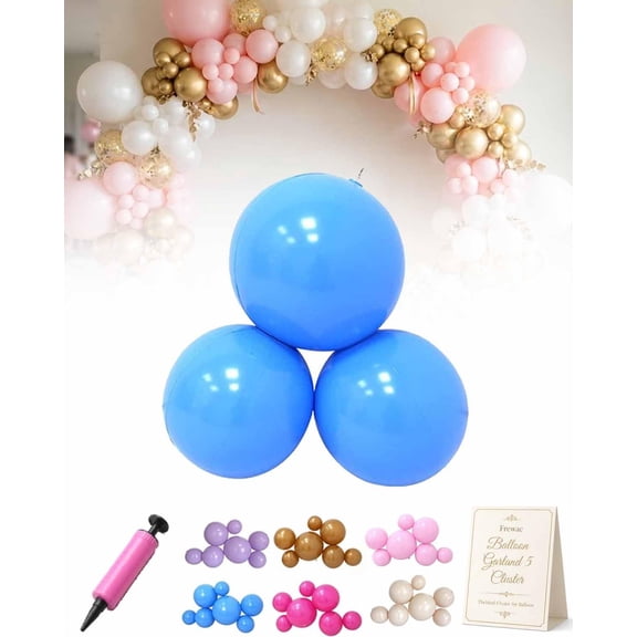 EVHRZN Reusable Balloon Garland 5 Cluster Inflatable Latex Free PVC Clusters Arch Kit With Elastic Bands Blow Up Easy Link Balloons Decor Streame Decoration for Birthdays Weddings