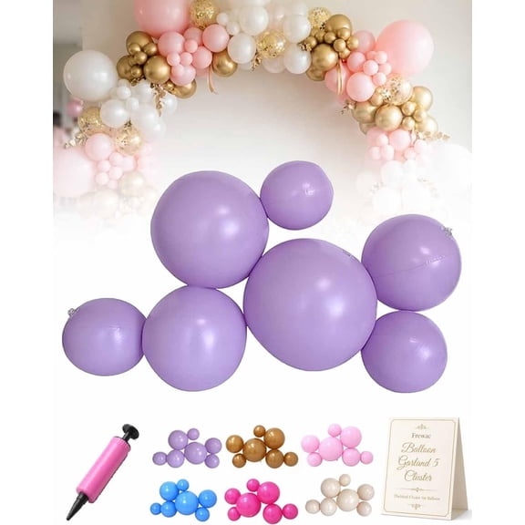 EVHRZN Reusable Balloon Garland 5 Cluster Inflatable Latex Free PVC Clusters Arch Kit With Elastic Bands Blow Up Easy Link Balloons Decor Streame Decoration for Birthdays Weddings