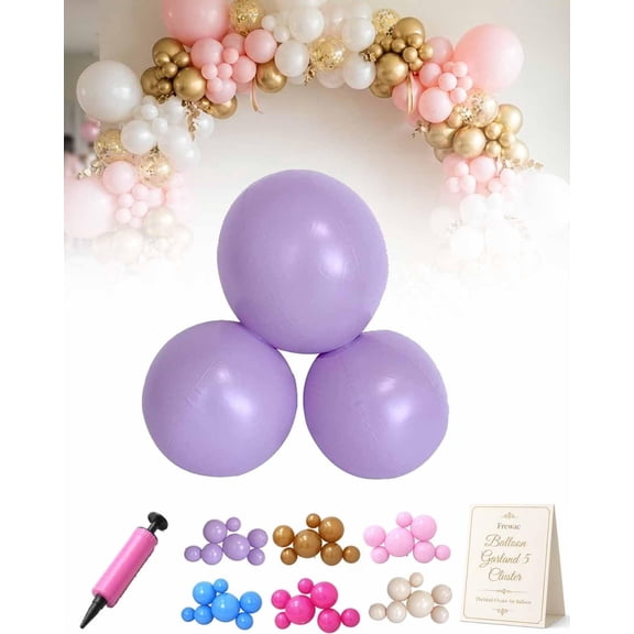 EVHRZN Reusable Balloon Garland 5 Cluster Inflatable Latex Free PVC Clusters Arch Kit With Elastic Bands Blow Up Easy Link Balloons Decor Streame Decoration for Birthdays Weddings