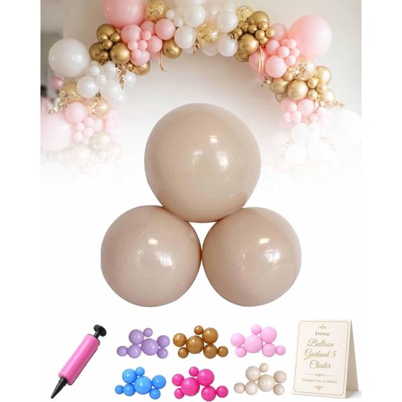 EVHRZN Reusable Balloon Garland 5 Cluster Inflatable Latex Free PVC Clusters Arch Kit With Elastic Bands Blow Up Easy Link Balloons Decor Streame Decoration for Birthdays Weddings