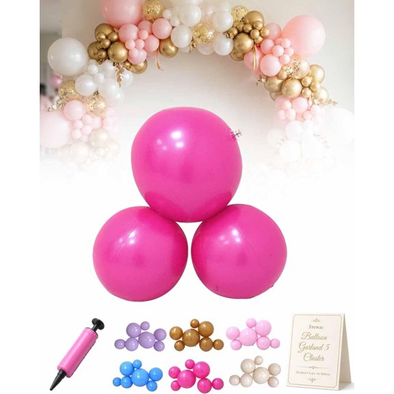 EVHRZN Reusable Balloon Garland 5 Cluster Inflatable Latex Free PVC Clusters Arch Kit With Elastic Bands Blow Up Easy Link Balloons Decor Streame Decoration for Birthdays Weddings
