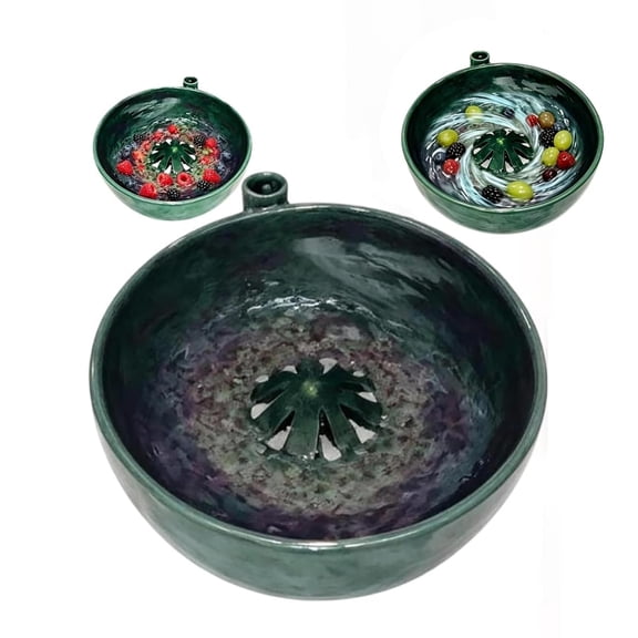 EVHRZN Self Spinning Berry Washing Bowl Ceramic, Automatic Berry Wash Bowl, Fruit and Vegetable Washer with Drain, Fruit Washer Spinner Bowl Quickly Wash