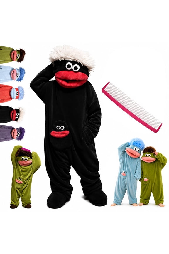 Silly Frog Onesie Pajamas with Large Comb,Big Mouth Monster Onesie Adul for Sleepwear and Party