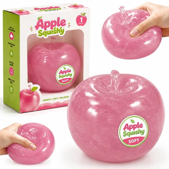 EVHRZN Slushy Apple Squishy, Slow Rising Squishy Apple | Realistic Clear Fruit Squishies Soft Slow Rising Stress Balls for Anxiety Relief, Cute Squeeze Fidget Toys