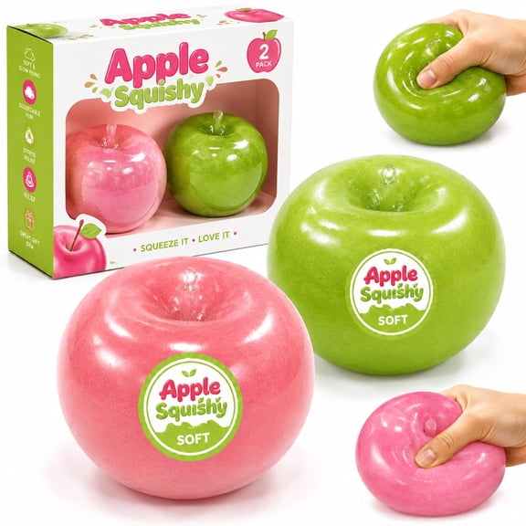 EVHRZN Slushy Apple Squishy, Slow Rising Squishy Apple | Realistic Clear Fruit Squishies Soft Slow Rising Stress Balls for Anxiety Relief, Cute Squeeze Fidget Toys