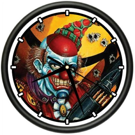 EVIL CLOWN Wall Clock scary killer face circus mask