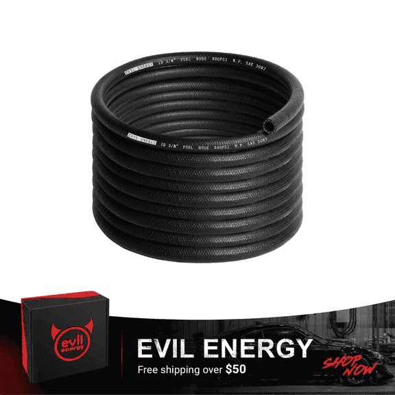 EVIL ENERGY 1/2 inch 25FT Fuel Hose Push Lock Line NBR Rubber SAE 30R7 for Gasoline Diesel Biodiesel Oil