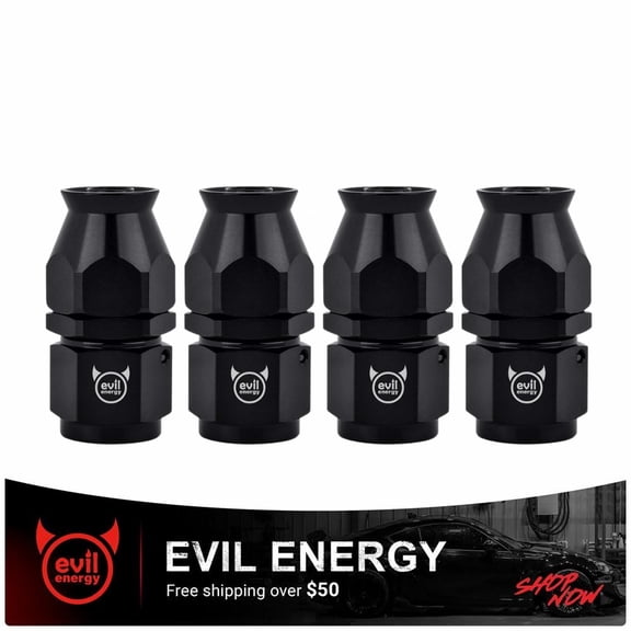 EVIL ENERGY 10AN PTFE Hose End Fitting 4PCS 1500 PSI 360° Swivel Black Anodized Aluminum Fuel Connector for High Pressure Fuel Oil Line