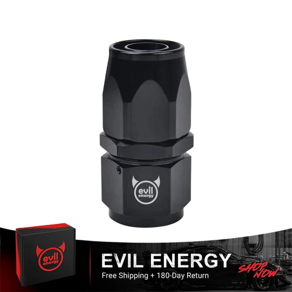 EVIL ENERGY 16AN Straight Swivel Hose End Fitting, Black Aluminum Adapter for Fuel & Oil Lines