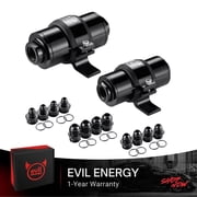 EVIL ENERGY 2PCS Fuel Filter Kit - 40 Micron & 100 Micron Universal Inline Filters with 6AN 8AN 10AN Adapters & Mounting Bracket
